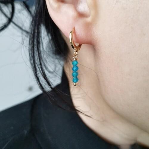 Apatite Earrings 14K Gold Filled Hoops Delicate Faceted Gemstones Boho Statement Jewelry Earrings For Women Aretes De Mujer