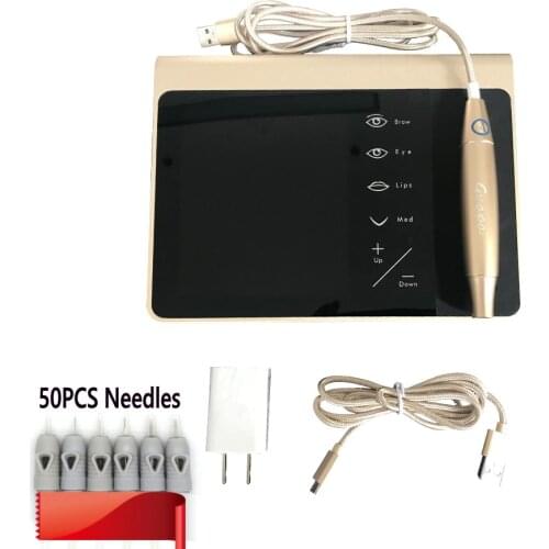Touch Screen Rechargeable Battery Permanent makeup Machine Kit for Eyebrow Lip Eyeliner machine with 50pcs Cartridge Neeldes