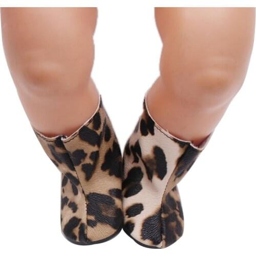 40-43 Cm Baby Boy Dolls Leopard Print Boots Waterproof American Newborn Casual Shoes Toys Accessories Fit 18 Inch Girl Gift g14