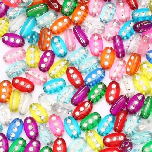 10x5mm 100pcs Mixed Colorful Fashion Oval Shape Acrylic Loose Spacer Beads For Jewelry Making DIY Handmade Supplies Accessories
