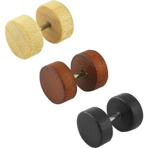 Wood earing stud earrings double sided earings women jewelry men black fashion jewelry small ear stud brincos para as mulheres