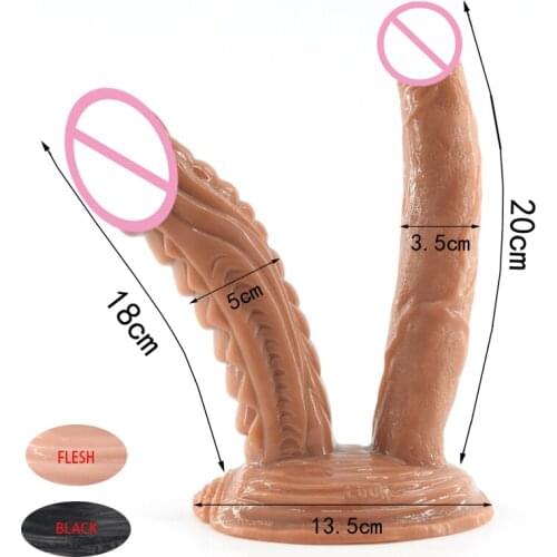 FAAK Double Dildos Female Masturbation Dual Sided Headed Penetration G-spot Stimulation with Sucker Cup Sex Toys