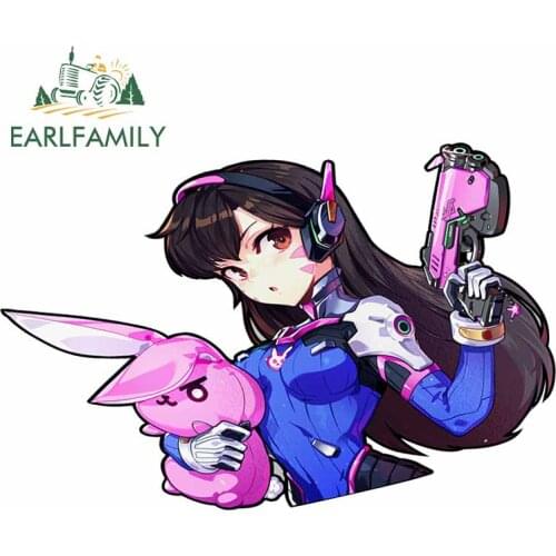 EARLFAMILY 13cm x 8.7cm for Overwatch D.VA Auto Decal Waterproof Fashion Occlusion Scratch 3D Waterproof Vinyl Car Wrap Stickers