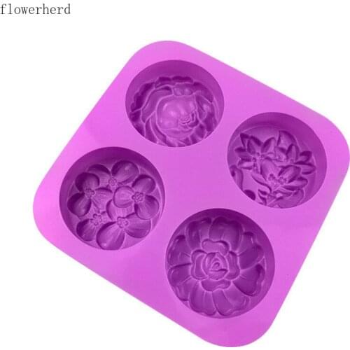 4-hole Flower Handmade Soap Mold Silicone Cake Mold Chocolate Mold Cake Decorating Resin Mold Soap Making Tools Pastry Tools