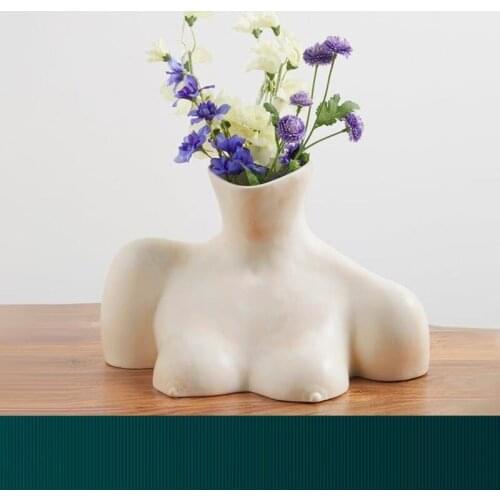NORDIC STYLE ARTS GIRL BUST VASE MANNEQUIN ABSTRACT HUMAN BODY DECORATIVE ORNAMENTS RESIN FLOWER POT HOME DECORATION R5369