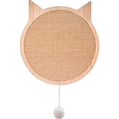 Cat Scratcher Sisal Scratching Post Board Mat Solid Wood Natural Cat Claws Care Wall Mounted Scratcher Pad Toy Cat Accessories