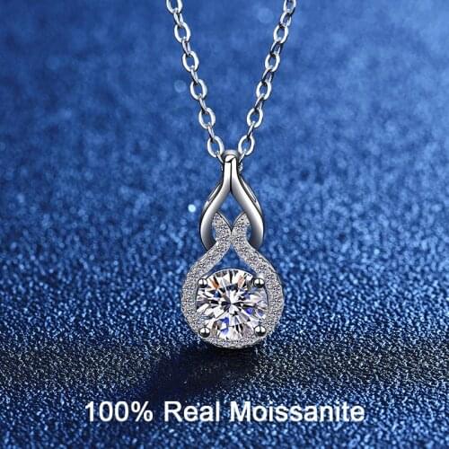 Women 925 Sterling Silver Necklace 1.0 CT VVS1 Moissanite Diamond Hollow Gourd Pendant Necklace GRA Certified Moissanite Jewelry