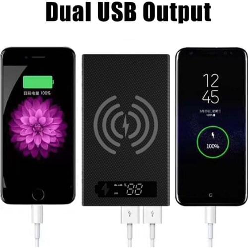Spliced Combined DIY 18650 Battery Case Wireless Charging Power Bank Shell Portable External Box Powerbank Protector LCD Display