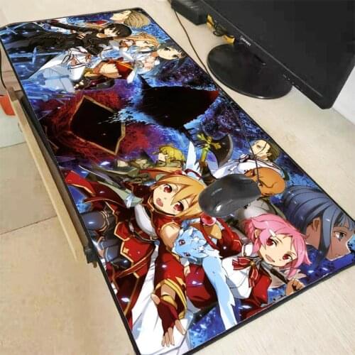Mairuige 90x40cm Japan Anime Mouse pad Gamer gaming Large Locking Edge Mousepad keyboard mat for Boy Indoorsman Sword Art Online