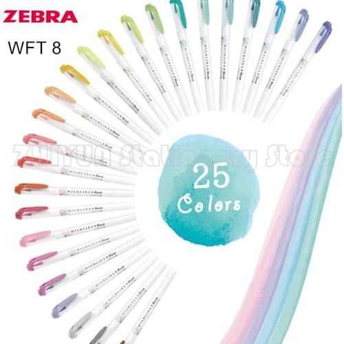 10 New Colors Zebra WFT8 MildLiner Double Tip Highlighter Soft Brush Painting Marking Pen Japanese Stationery Original Product