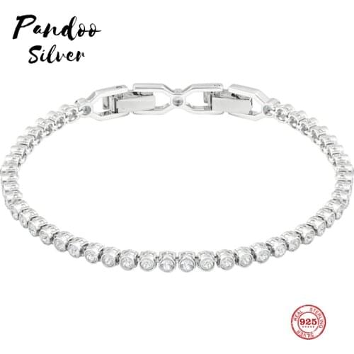 PANDOO Fashion Charm Pure 925 Silver Original 1:1 Copy, Subtle Elegant Simple Wild Bracelet Female Luxury Jewelry Gifts