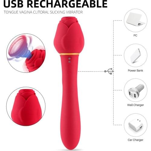 Heating Rose G Spot Vibrator Dildos for Women Vagina Vibrator Female clitoris stimulate Adult Sex toys For Women Massager Nipple