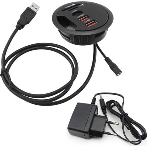 EU US Mounting In-Desk 4 Ports USB 3.0 USB C T ype C Hub Power Adapter Multi Splitter for PC Laptop Computer Cellphone