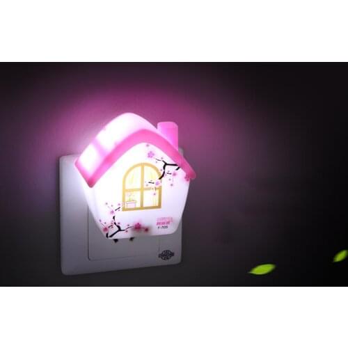 Light Sensor Control Night Light Mini US Plug Lovely Home Pink/Greem Mini House Bedroom lamp Night Light For Baby Gift