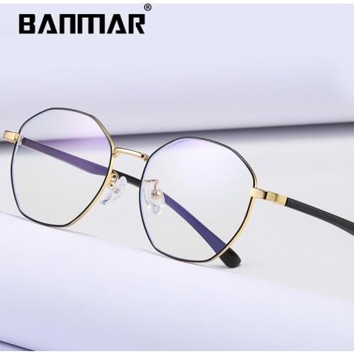 BANMAR Anti Blue Light Glasses Men Retro Round Frame Brand Designer Computer Glasses Women Harmful Light Blocking Eyewear Male