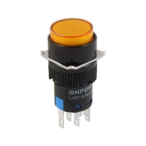 Orange Light 8 Terminals Push Button Switch AC 250V 5A
