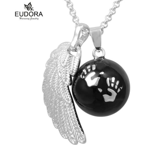 Mariana Guardian Angel Necklace For Children Angel Wing Baby Hands Chime Ball Pregnancy Pendant Long Chain Harmony Bola Jewelry