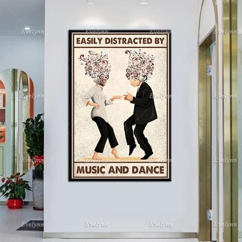 Easily Distracted By Music And Dance Poster Mia Wallace Vincent Vega Poster Pulp Fiction Wall Art Prints Home Decor Canvas
