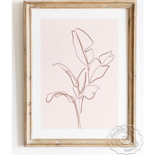 Line Drawing Plants Leaves Poster, Simple Sketch Wall Stickers, Scandinavian Style Minimalism Art Prints, Modern Gift Home Decor