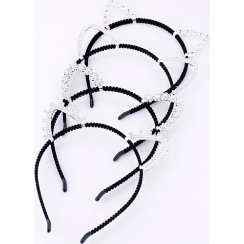 TDQUEEN Headband Accessories Full Rhinestone Cat Ear Head Band for Baby Girls Fashion Wedding Party Hair Jewelry Tiaras Crowns