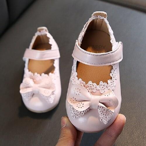 Spring Summer Toddler Shoes Princess Girls Flats Embroidery Flower Kids Dress Shoes Bow-knot Baby First Walker Outdoor Sandals