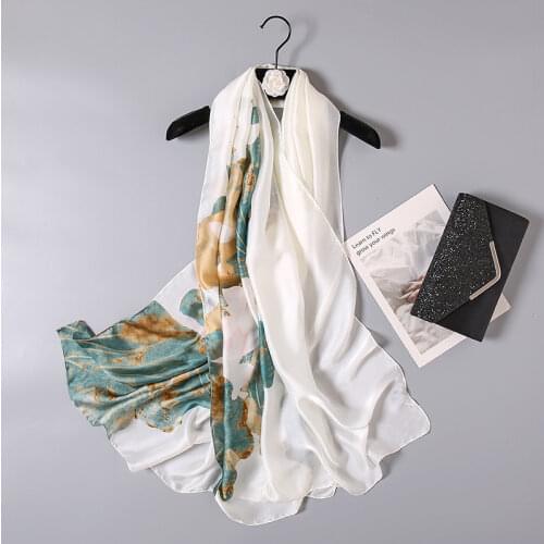 Silk Scarf Luxury Brand Women Floral Scarves Ladies Beach Wrap Chiffon Shawl Bandanna Femme Sunscreen Foulard Muffler Pareo New