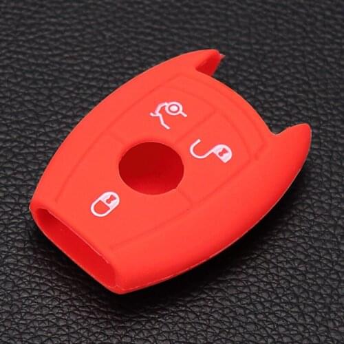 Silicone car key cover case shell sticker for mercedes benz w203 w211 CLK c180 e200 AMG C E S class keyrings 3 button