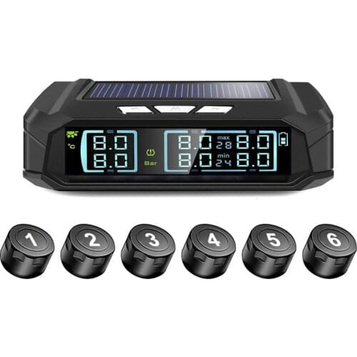 Tire Pressure Monitoring System 8.0bar 6PCS Sensor Tire Pressure Alarm Truck USB TPMS Windshield Vehicles Explosion Proof