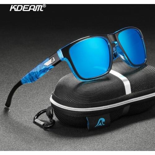 2021 New Oculos de sol KDEAM Mirror Polarized Sunglasses Men Square Sport Sun Glasses Women UV Metal Hinge UV400 KD109