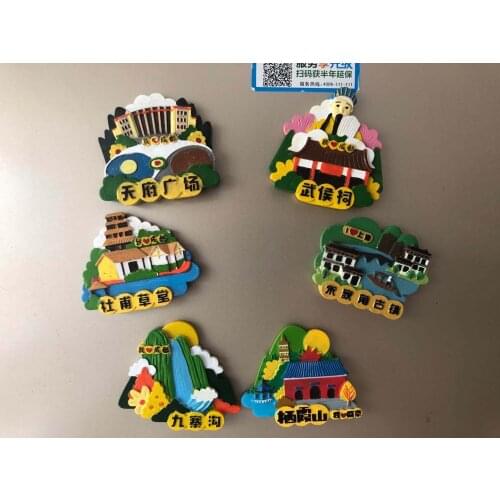 Fridge Magnets Souvenirs China Chengdu City Resin Handicraft Refrigerator with Chinese Characteristics 3D Craft Home Decor Gift