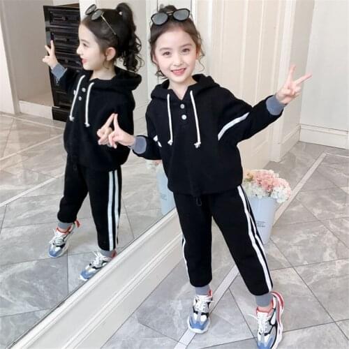 2020 Hooded TOP Children Girls Sportswear Spring Autumn Kids Girl Clothes Sets Fashion Long Sleeve Tops+Pants 2 Piece 3-13Y