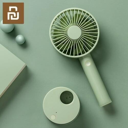 New Jordan&Judy Handheld Cooling Fan 2000mAh USB Rechargeable Rotatable 7-Blade Electric Fan With Base 150 Degree Wide Angle