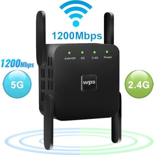 New 5Ghz WiFi Repeater Wireless Wifi Extender Wifi Repiter 802.11N Long Range Wi fi Signal Booster 1200Mbps 2.4G Wi-Fi Amplifier