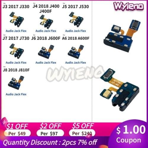 Wyieno For Samsung A6 J6 J8 J4 2018 J3 J5 J7 2017 J400 J330 J530 J730 J600F Headphone Port Audio Jack Microphone MIC Flex Cable