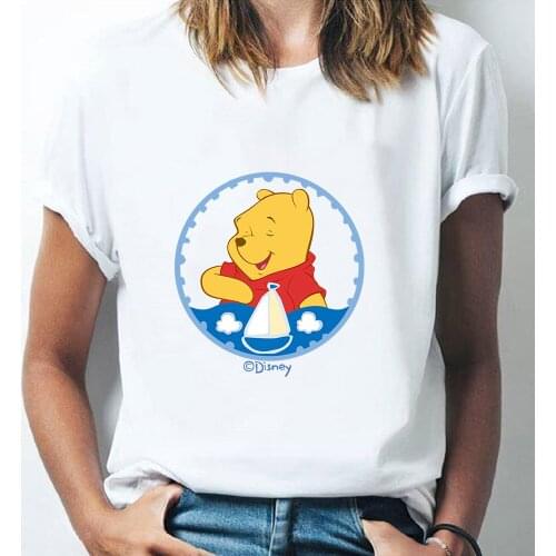 Winnie The Pooh Tee Shirt Femme Printed Disney Tshirt Woman Cute Summer Top Kawaii O-neck Fashion Short Sleeve Oversized T-shirt