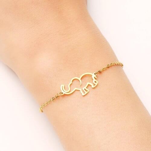 DOTIFI Stainless Steel Bracelet For Women Gold And Silver Color Origami Elephant Pulseira Feminina Lovers Engagement Jewelry