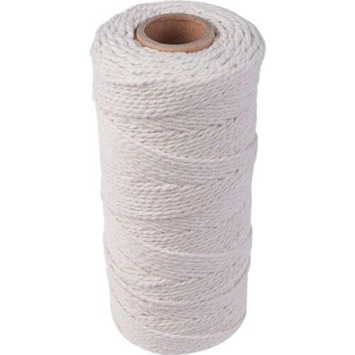 1Roll 100% Natural Beige Cotton Twisted Cord Crafts Macrame Artisan String DIY Handmade Christmas Gift Packing Decoration