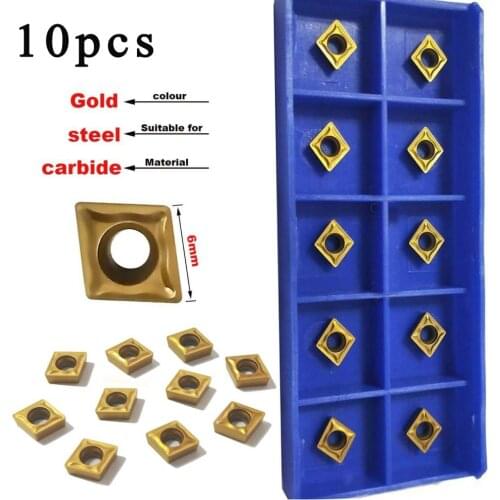 10pcs Carbide Inserts CCMT060204-HM YBC251 Gold Metalworking Equipment