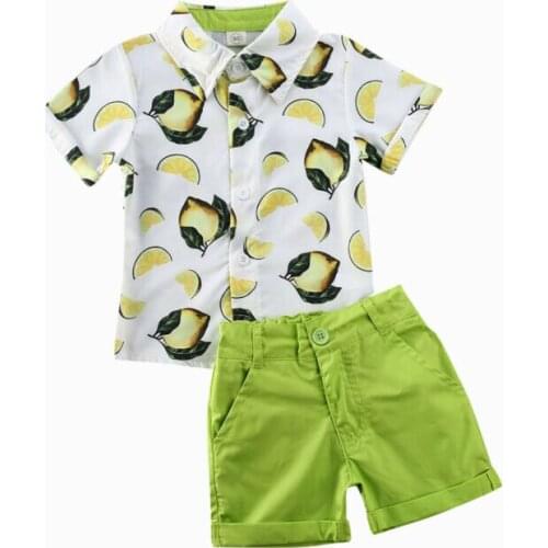 Toddler Kids Baby Boys Lemon Tops T-shirt Shorts Pants 2pcs Outfits Clothes 1-6 Years
