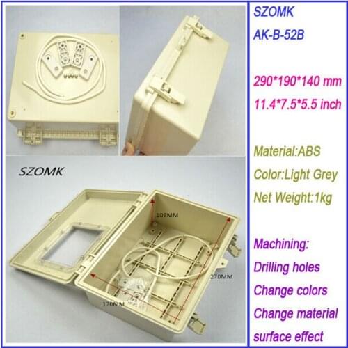 2 pcs, instrument housing case pcb enclosure 290*190*140mm abs electrical enclosure, plastic box for electronic plastic case