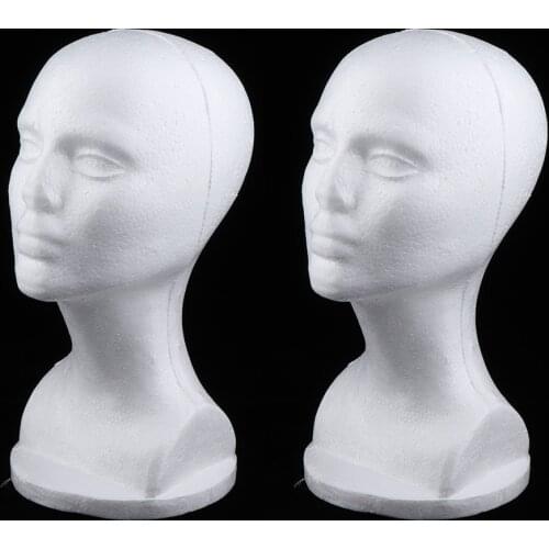 2pcs Styrofoam Mannequin Head Styrofoam Head Wig Head Female Manikin Head for Wig Hat Display