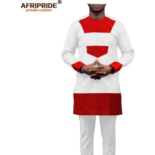2019 African Men Shirt Suit Traditional Clothing Set Tribal Outwear Casual 2 Piece Wear Dashiki Ankara Set AFRIPRIDE A1916027