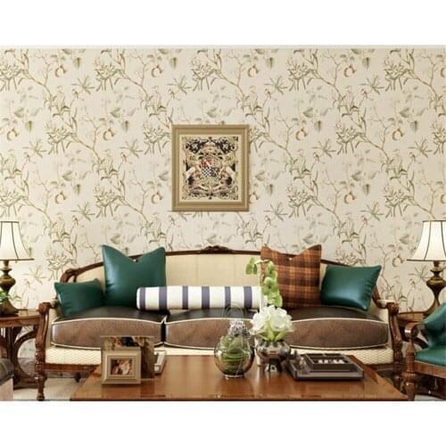 Beibehang papel de parede Retro Apple Tree Flower Bird Classic Wall paper Living Room Background Nonwoven Pastoral 3d Wallpaper