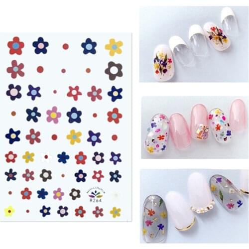 4 PCS/Set Cute Nail Patch Spring Flower Rainbow Strawberry Cherry Small Fresh DIY Decoration Design Nail Art Sticker Manicure