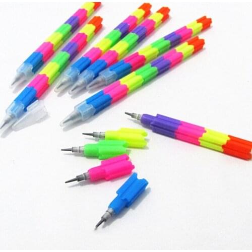 4Pcs Colorful Building Blocks Pencil Creative DIY Pencil Novelty Gift For Kids Stationery Supplies