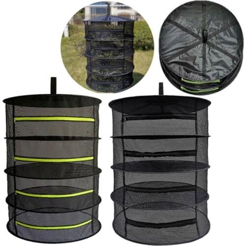 4 Layers plant Herb Drying Mesh Net Folding fishing hanging home dryer bags hangplant Nets Rack Zipper Net For flower Herbs Buds