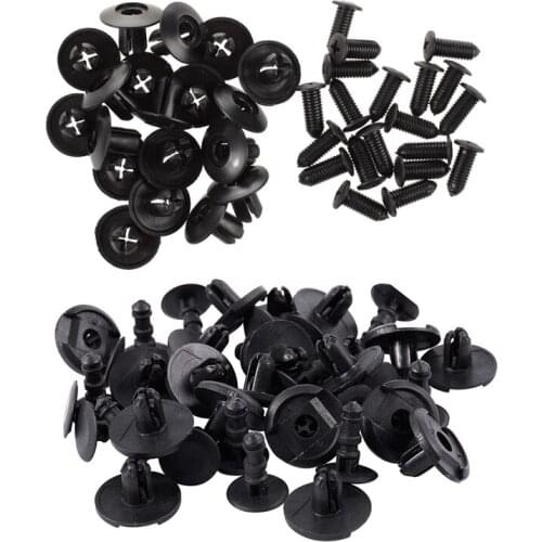 40 Pcs Bumper Clip: 20 Pcs 8Mm Panel Clips Plastic Rivet Black & 20 Pcs Fender Lock Push Screw Pin Clips