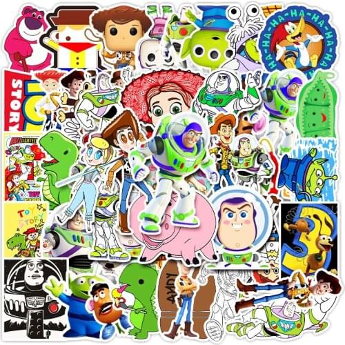 53pcs Toy Story Disney Sticker Aesthetical Luggage Refrigerator Piano Guitar Not Repeating Cartoon Graffiti Stickers