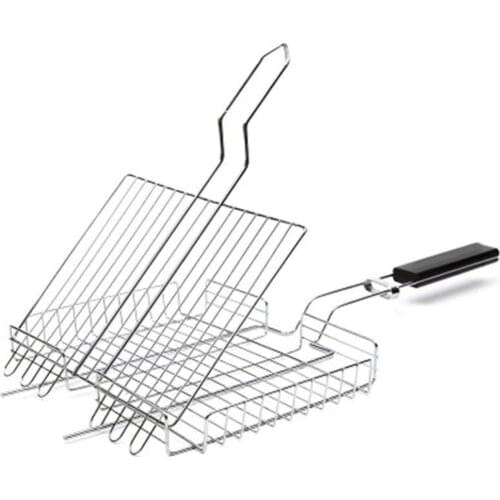 60% Hot Sale Stainless Steel Rectangle BBQ Grill Outdoor Camp Barbecue Net Rack with Handle Kitchen Tools Gadgets