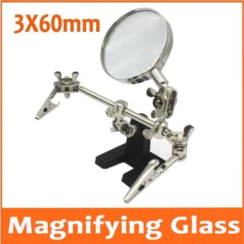 6X 60mm Helping Hand Magnifier Desktop Reading Glass Mibile Phone Electronic Welder Circuit Board Repair Table Magnifying Glass